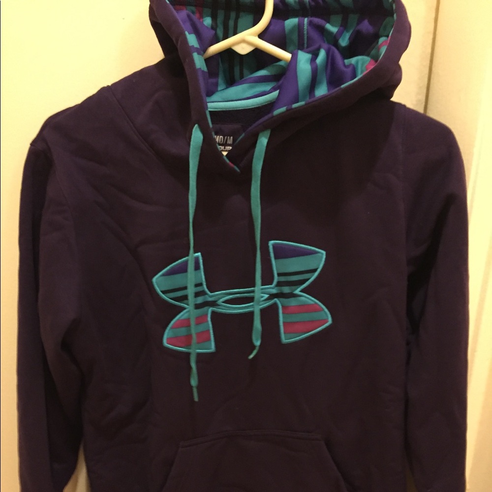 Under Armor Purple Teal Hoodie UA storm Medium